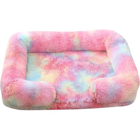 Dog Basket 12 Colors, Portable Plush Cat Basket Dog Cushion, Pet Mat with Non-Slip, Washable Cat Cushion, for Large Medium Small Pets (Colorful, S (40x35x12cm)) (1/5)