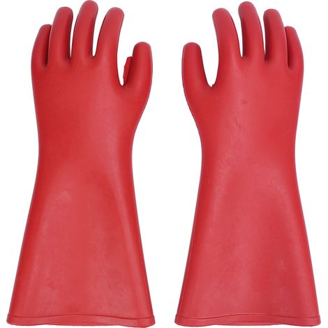 Gants isolés électriques en caoutchouc rouge, 2 pièces, résistants aux hautes tensions, Anti-coupure, perçage, électricien (1/5)