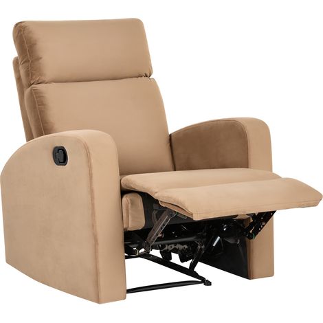 Sillón reclinable manual sala de estar moderno de terciopelo marrón claro Verdal (1/5)