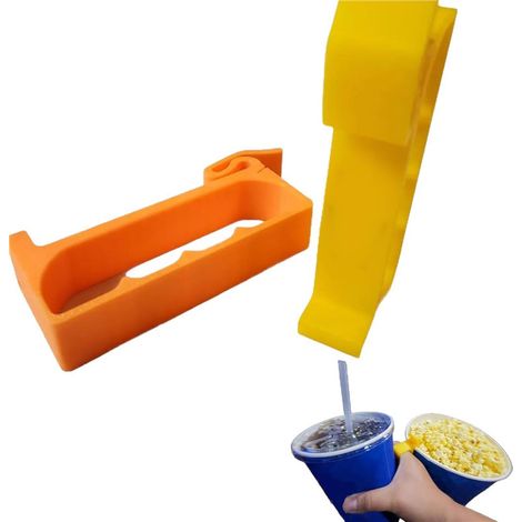Poignée pour seau à pop-corn – Jaune et orange – Transport facile – Cinéma maison (1/5)