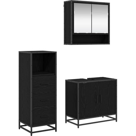 Maison Exclusive - Badezimmermöbel-Set 3 pcs Schwarz Eichen-Optik