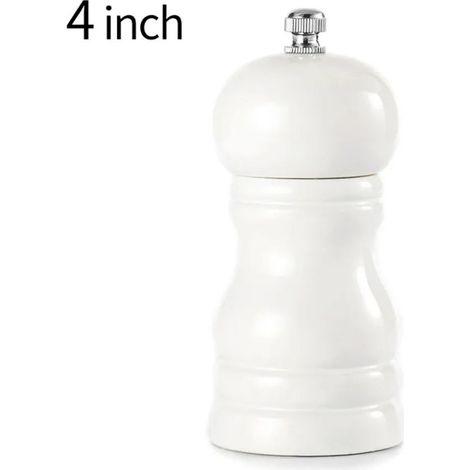 Moulin à sel et poivre HLHBDSM, moulin à épices en bois, moulin à sel manuel en bois massif, 10 cm, blanc (1/5)