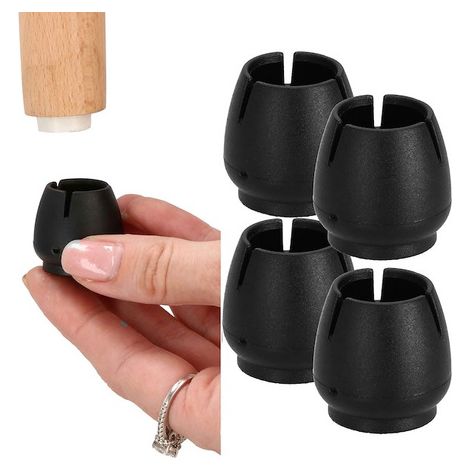 Nakładki in silicone per le gambe della sedia, set di 4 pezzi, neri, protezioni per i supporti delle gambe da 12-16 mm.