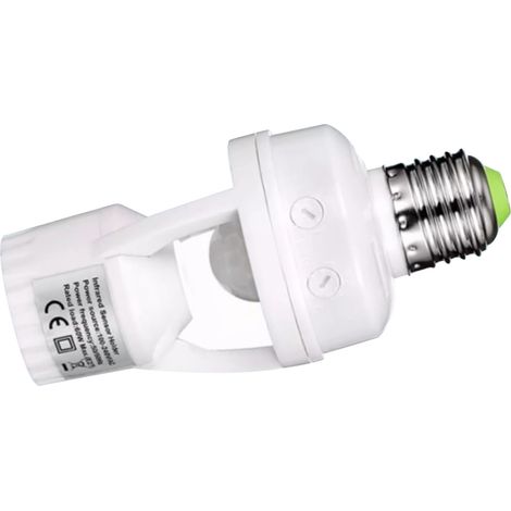 Interrupteur de lampe à capteur infrarouge détecteur de mouvement réglable pour ampoule à vis E27 12x6x6 cm PC cuivre couloir atelier 1 pièce (1/5)