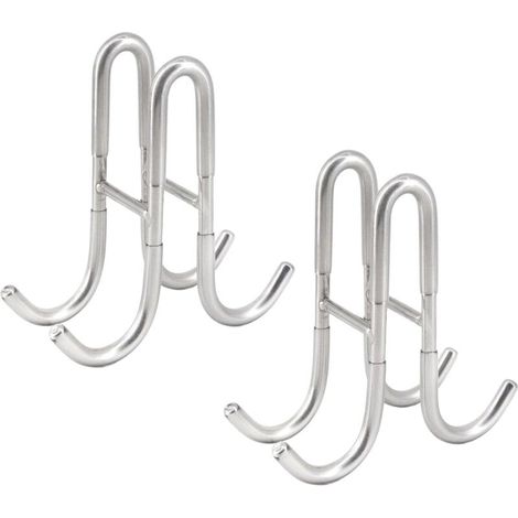 Doppelseitige Haken aus Edelstahl 304 – 2er-Set für Duschtüren aus Glas, silberfarben mit Gummischutz