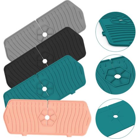 Protection anti-éclaboussures pour robinet de cuisine/évier, tapis récupérateur d'eau en silicone, coussinet d'égouttage à placer derrière le robinet pour cuisine et salle de bain (1/5)