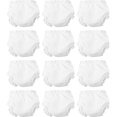Lot de 12 culottes blanches pour poupée, mini-vêtements et accessoires pour poupée-7X7X0.1CM-White