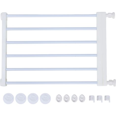 Kurzes, ausziehbares, verstellbares, vielseitiges und einfach zu montierendes Hundegitter, ideal für Türen, Treppen, Fenster und Küchen. Farbe: Weiß, mittlere Größe, Höhe: ca. 36 cm. (1/5)