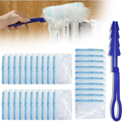 Plumeau chenille en microfibre bleu avec recharges reutilisables (1/5)