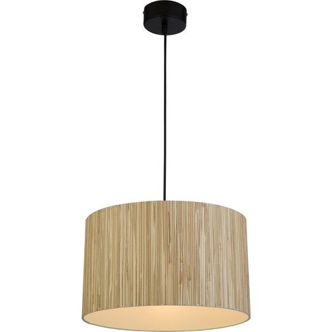 Searchlight Meadow Suspension à 1 lampe transformable en plafonnier, abat-jour en gazon naturel (1/3)