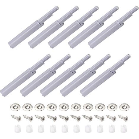 10 pièces - Loquet de porte - Butée de porte - Ferme-porte - Amortisseur de porte - Sans poignée - Butées d'amortisseur - Magnétique - Ouvre-portes à poussoir automatique - pour armoires et Meubles (1/5)