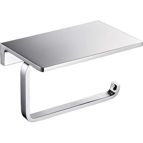 Luxury Hotel Style Solid Brass Toilet Paper Holder and Toilet Roll Holder with Cell Phone Compartment, Polished Chrome Finish (1/5)
