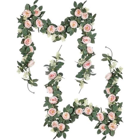 QAZQA Vignes artificielles Fleurs Artificielle Rose Rotin Simulation Guirlande Rose Guirlande Rotin Décor Rose pour Hôtel Mariage Maison Fête Jardin 2 PCS Practical Design (1/4)