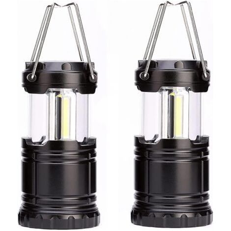 Paquet de 2 lanternes de camping à LED portables avec crochets pliants pour les ouragans, les urgences, les maisons, les hangars et plus encore (1/5)