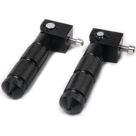 Reposapiés plegables para motocicleta M8, 2 pedales de aluminio para motocicleta eléctrica, varilla de soporte para pedal de pasajero plegable fija universal antideslizante de 8 mm y 90 grados (negro) (1/4)