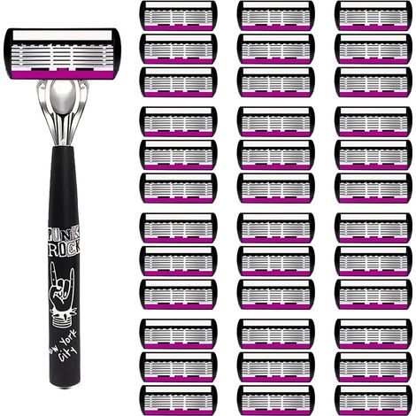 rasoir electriques hommes-Rasoir manuel pour homme à 6 lames (1 manche + 36 lames) - Adapté à tous les types de barbes, rasage confortable et précis.