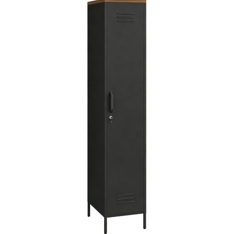 Armario metálico con cerradura y estantes regulables, negro, 183 x 46 x 35 cm (1/3)