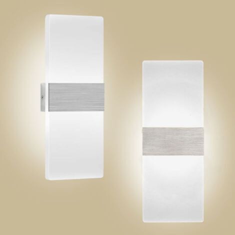 Applique murale intérieure avec éclairage blanc argenté brossé, 12 W, 85–265 V CA, luminaire moderne en acrylique pour couloir, chambre, escalier, éclairage décoratif, dimensions : 29 x 11 x 4,5 cm