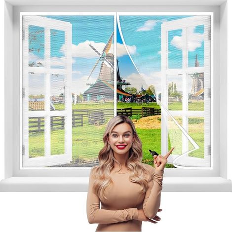 Magnetic mosquito net for windows 120 x 150 cm – Drill-free installation – Reinforced adhesive strip – Automatic closure (1/5)