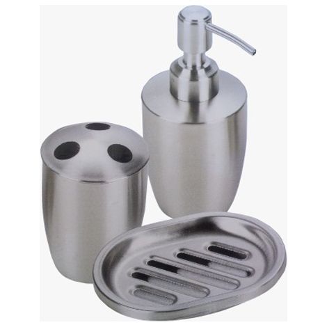 Set accessori bagno dispenser/portasapone liquido/porta saponetta/porta spazzolini in acciaio inox