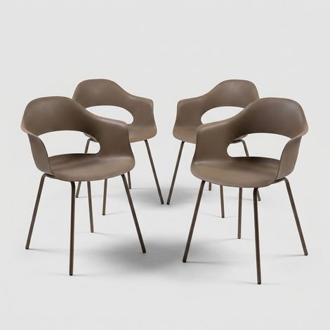 Set di 4 sedie da salotto stile moderno Aurelia - Tortora (1/5)