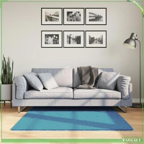 375599 Tapis OVIEDO à poils courts turquoise 120x120 cm (1/5)