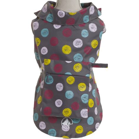 Impermeabile GREY DOTS con taschino e foro per guinzaglio per cani: 20 cm