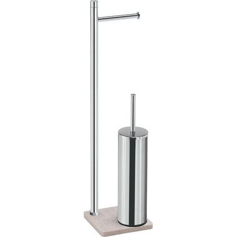 Gedy TA32 03 TANIA Colonna attrezzata WC con Portarotolo e Portascopino colore Cromo e Beige