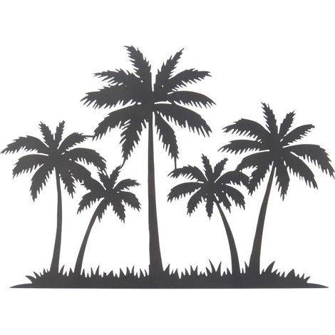 Adorno de pared palmeras de metal negro tropical 68 cm (1/4)