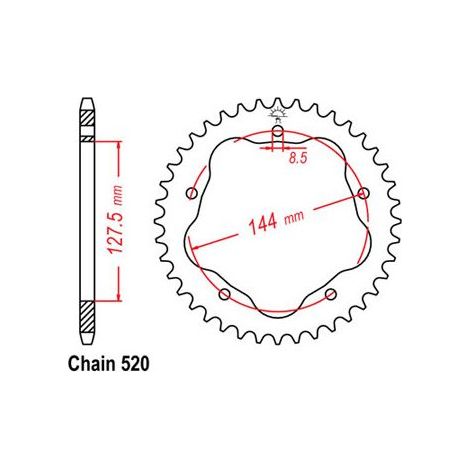 Couronne compatible avec la marque Ducati 800 S2R SANS PORTE MOYEU - 520 - 42 Dents - Similaire JTR751