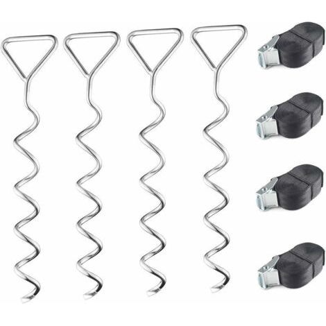 Set d'ancrage pour Trampoline. À Toute épreuve Trampoline kit d'ancrage. Kit d'ancrage au Sol avec 4 Sardines et Sangles (1/5)
