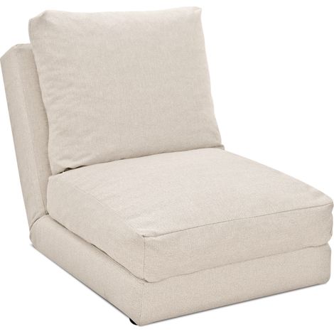 EVERGREENWEB - Divano Letto Futon - Divano Letto Tatami allungabile - Poltrona Letto - Divano 1 posto da Pavimento Regolabile con Comodo cuscino - Divano letto Materasso singolo Colore Beige Hoshi (1/4)