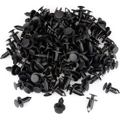SABIR 120 pièces Clips de fixation Rivet de Fixation en Plastique pour la Voiture Noir Voiture Clips Agrafe Rivets Plastiques orte Aile 8mm Trou Poussoir Plastique Rivets Fixation (1/5)
