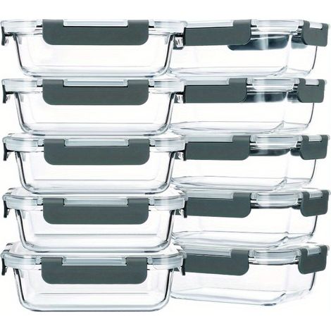 10 pièces boîtes hermétiques pour aliments,Boîte à lunch, ensemble de boîtes d'approvisionnement, étanche, à l'épreuve de fuites, sans BPA, peut être chauffé dans les micro-ondes, boîtes à repas, boît