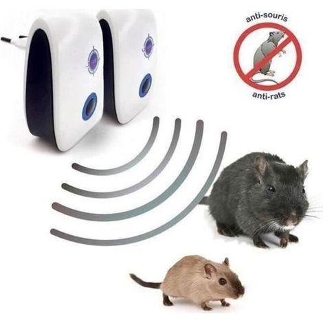 SA07486-Lot de 2 Répulsifs Ultrason Souris Rat I Anti Rongeur I Appareil Ultrasons pour se débarrasser des Souris I Anti Souris I (1/4)