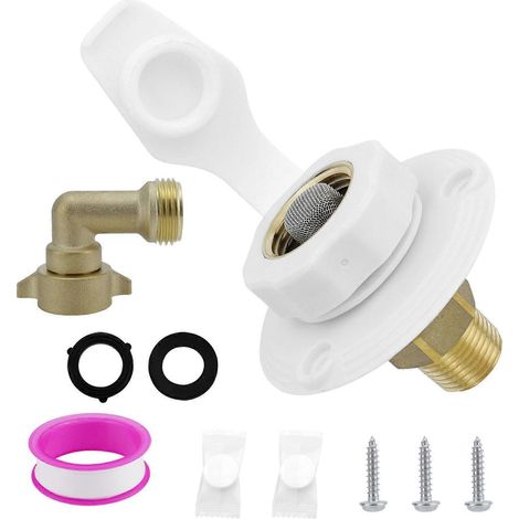Clapet anti-retour d'arrivée d'eau de ville pour camping-cars, bride femelle 3/4 NH vers mâle 1/2 NPT, laiton sans plomb, convient aux caravanes et remorques, blanc Blanc (1/5)