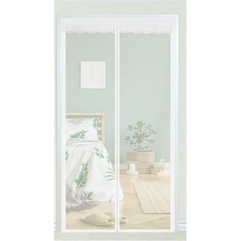 Porte Moustiquaire Magnétique,Polyester Porte Moustiquaire Rideau Pâte Magique Rideaux Cryptage, pour Anti Moustique/Peste Porte Souple Magnétique Blanc 120x210