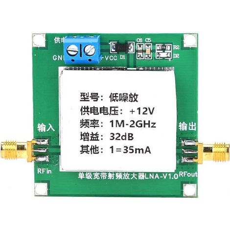 HF-Breitbandverstärkermodul, rauscharm, 12 V DC, 0,01–2000 MHz, 32 dB Verstärkung