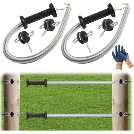 Kit de 2 poignées de porte à ressort pour clôture électrique - Pour fermes, cours et pelouses (1/5)