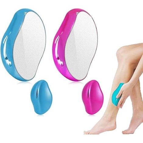 Épilation sans rasage, épilateur indolore, épilateur portable à cristaux, pour le dos, les bras et les jambes (bleu et rose) (1/5)