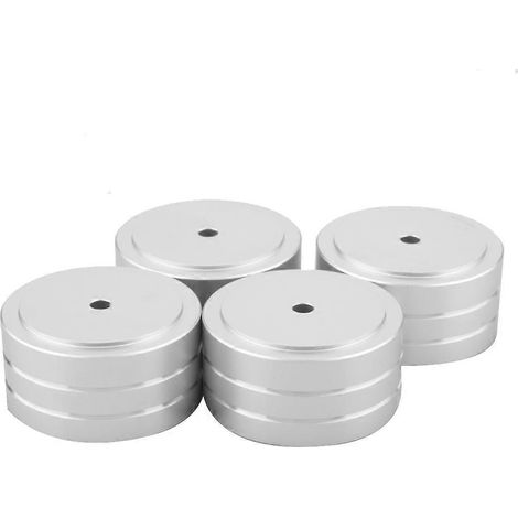 Lot de 4 pieds isolants en aluminium 40 x 20 mm pour amplificateur Hi-Fi, platine vinyle et DAC (argenté) - FFY (1/4)