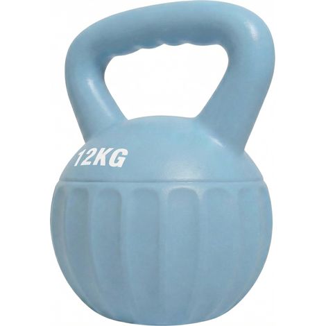 Kettlebell 12 kg bleue – Poignée antidérapante, haltère à boule – Musculation et entraînement, pour fitness à domicile, ergonomique (1/5)
