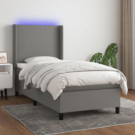 Boxspringbett mit Matratze & LED Dunkelgrau 100x200 cm Stoff (1/5)