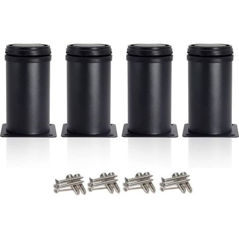verstellbare schwarze Beine, 80 mm Höhe, verdickte Schrankbeine, Tischbeine, Möbelbeine, Edelstahl, höhenverstellbar 0-15 mm, inklusive Edelstahlschrauben (1/4)