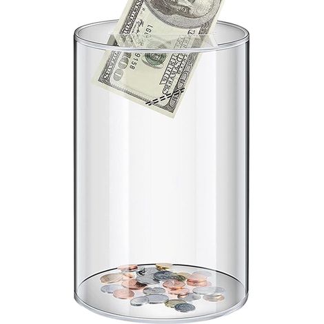 Tirelires Acrylique - Tirelires Cylindrique Transparente - Pot D’Argent Non Ouvrable, Matériau Acrylique Incassable, Il Peut Contenir Pièces Et Billets De Banque, pour Enfant, Adultes (1/5)