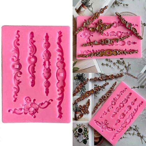 Moule à fondant pour décorer des gâteaux, cupcakes et confiseries avec bordure en dentelle. (1/4)