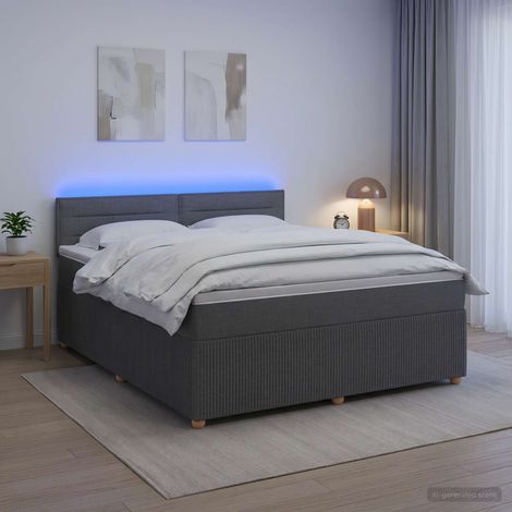Cama box spring con colchón Gris oscuro 140 x 200 cm Tela (1/5)