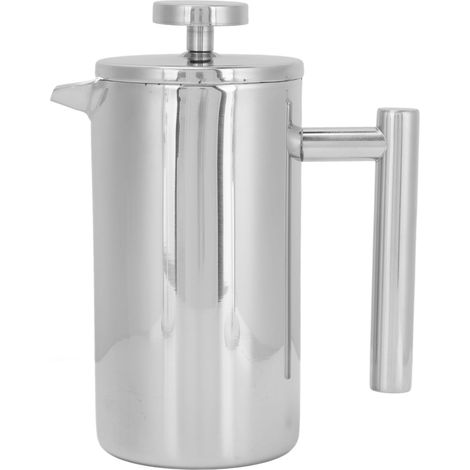 Caffettiera a doppio strato isolante, solida e resistente, facile da pulire, leggera, in acciaio inossidabile, per esterni, con pressa francese (1000 ml).