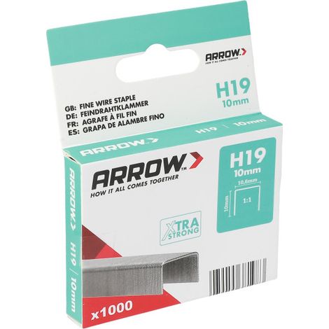 Arrow Tackerklammer Feindraht H19 10 mm Stoff & Gewebe 1000 Stück (1/2)
