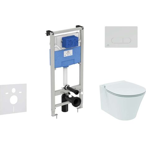 Ideal Standard ProSys - Set con modulo di installazione, vaso e copriwater Connect Air, placca di comando Oleas M1, Aquablade, SoftClose, bianco ProSys120M SP22